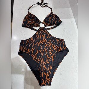Target Black and Orange One Piece Swimsuit